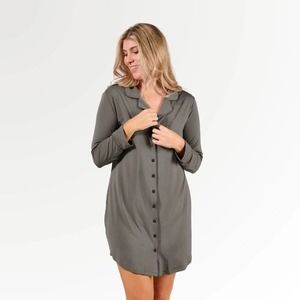 Faceplant Dreams Dreamwear Bamboo Boyfriend Nightshirt -- Earl Grey NWT